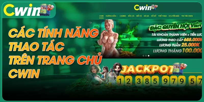 Các tính năng thao tác trên trang chủ rất dễ dàng cho tất cả người chơi sử dụng